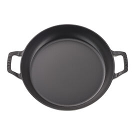 30 cm round Cast iron Saute pan with glass lid eucalyptus