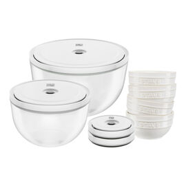 Vakuumskålset Glas/Keramik, 10 delar, Elfenbensvitt