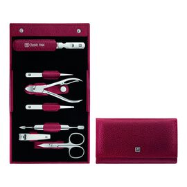 7-pcs Calf leather Snap fastener case red
