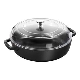 Sautepande Med glaslåg 28 cm, Støbejern