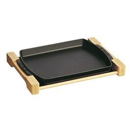 Serveringstallerken 33 cm x 22 cm, Støbejern, Sort