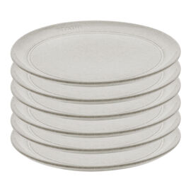 Conjunto de pratos planos 15cm, 6-pzs, cerámica, branco trufado