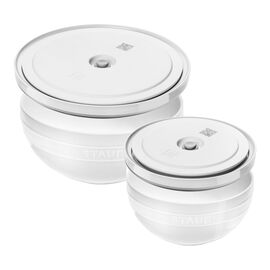 Set de bols avec couvercles sous vide, 18 cm/24 cm/4 pièces, Blanc, Céramique