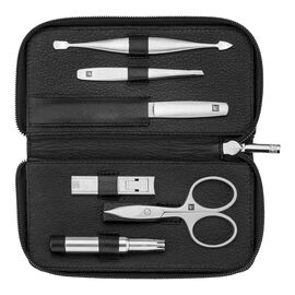 6-pcs Leather Zip fastener case black