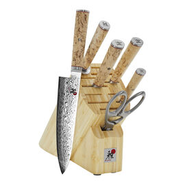7 Piece, Knife block set, brown