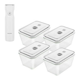 Set pompe sous vide + 4 boites L, 5-pcs, verre