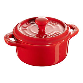 Mini cocotte 10 cm, redondo, Vermelho cereja, Cerâmica
