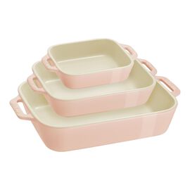 レクタンギュラーディッシュセット マカロンピンク 3-個